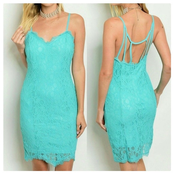 Soieblu Dresses & Skirts - *CLEARANCE* Teal Lace Slip Dress